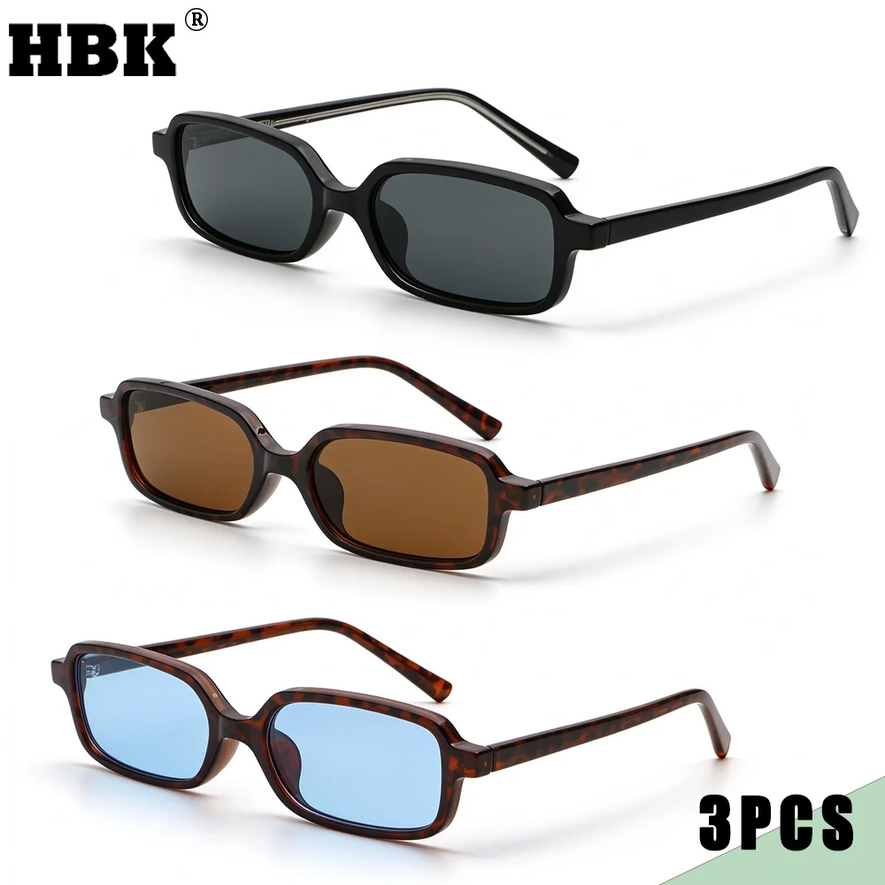 1/2/3 Pcs HBK Wholesale Men Square Small Frame Sunglasses Cellulose Propionate Temple Tips Women Travel Holiday Gift Glasses