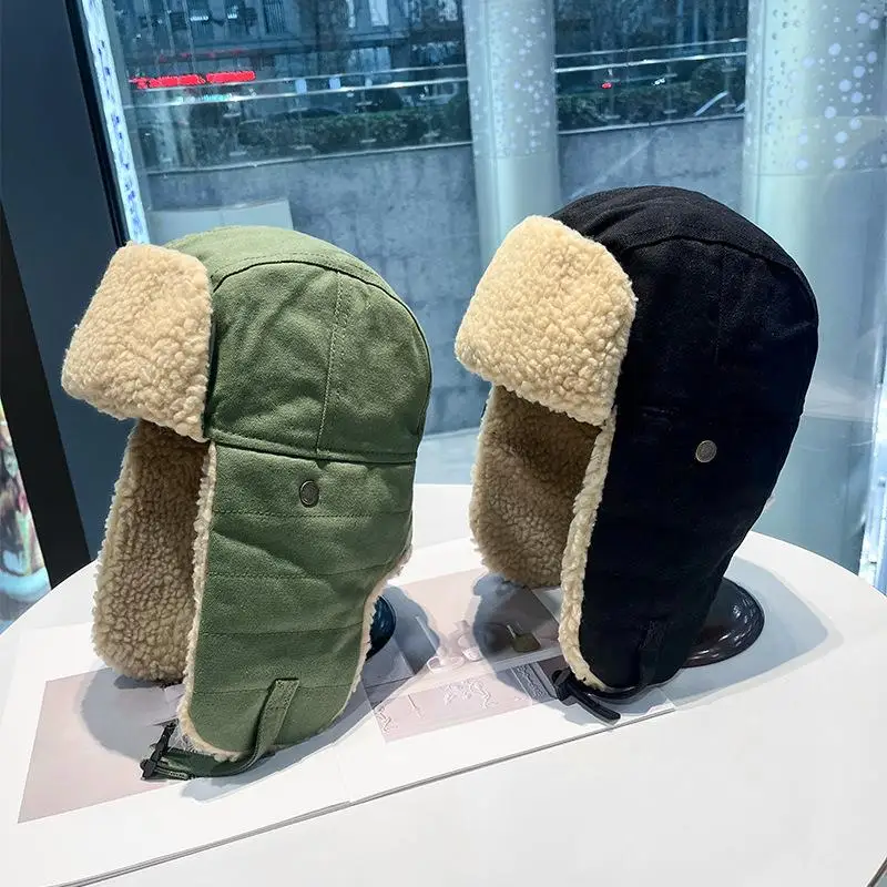 

Men's Winter Trapper Aviator Trooper Earflap Warm Russian Ski Hat Bomber Cap Outdoor Windproof Russian Warm Ear Protectors Hats