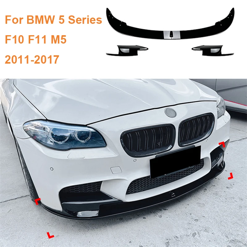 

3PC Car Front Bumper Chin Lip Spoiler Diffuser Splitters Body Kit Canard Guard Trim 2011-2017 For BMW 5 Series F10 F11 M5