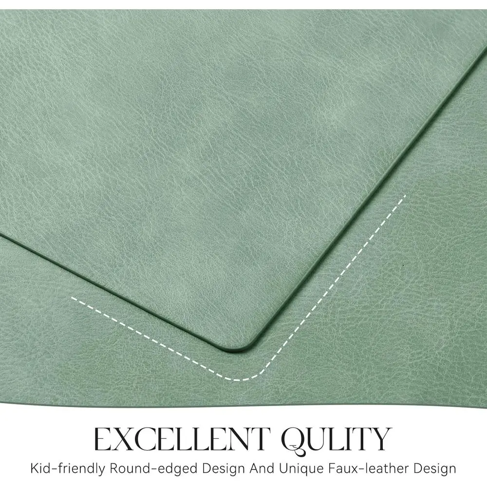 مجموعة من 12 قطعة من المفارش المصنوعة من الجلد الصناعي الأخضر المقاوم للماء، مقاس 12 × 17 بوصة، مقاومة للزيت، مقاومة للحرارة، قابلة للعكس للمطبخ والعينين #5