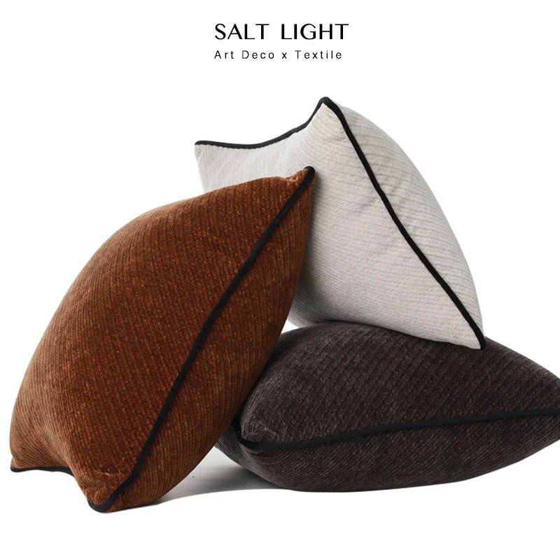 

Modern Minimalist Coffee Color Diagonal Texture Luxury Sample Room Bedroom Living Room Sofa Pillow Headboard 45x45 Square Cus...