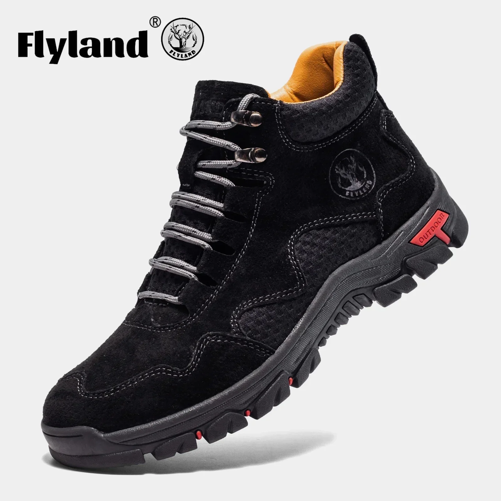 FLYLAND High Top Men‘s Sneakers Casual Ankle Boots Male Genuine Leather Shoes Luxury Men Fashion Dress Shoe