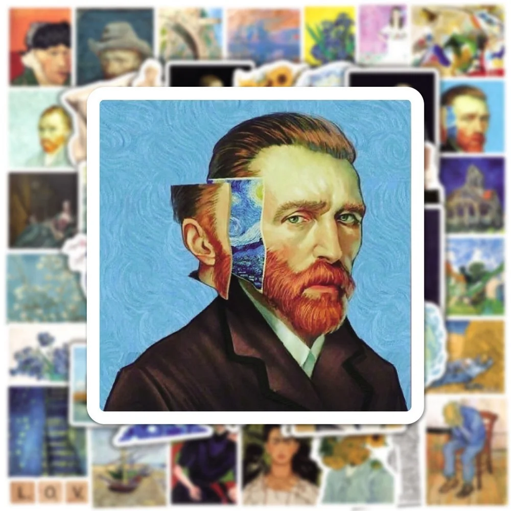 50pcs Aesthetic World Painting Artwork Stickers Da Vinci Vincent Van Gogh DIY Graffiti Decal Sticker Kids Toy Gift Waterproof