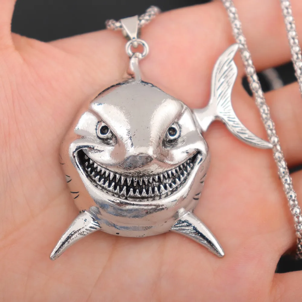 Fashion Fierce Shark Pendant Necklace Charm Men\'s Necklace Metal Rock Accessories Gift Hip Hop Punk Jewelry Wholesale