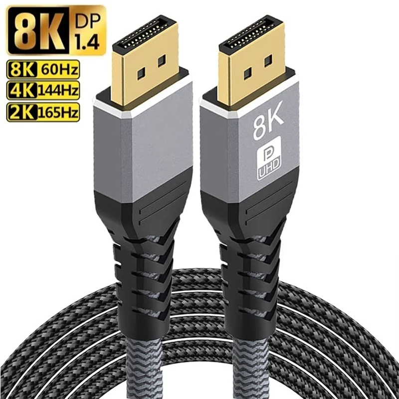 8K 60Hz DisplayPort Cable DP 1.4 4K 144Hz Display Port Displayport Cable 2K 240Hz For PC Laptops TV Projector Audio Video Cable