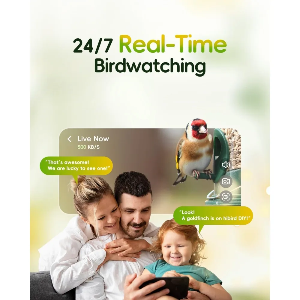Hibird 4K HD Inteligentna Kamera Karmnik dla Ptaków Zasilana Energią Słoneczną, Bezprzewodowa Zewnętrzna WiFi 2.4G/5G, Automatyczne Nagrywanie Wideo Ptaków z Powolnym Odtwarzaniem 6X