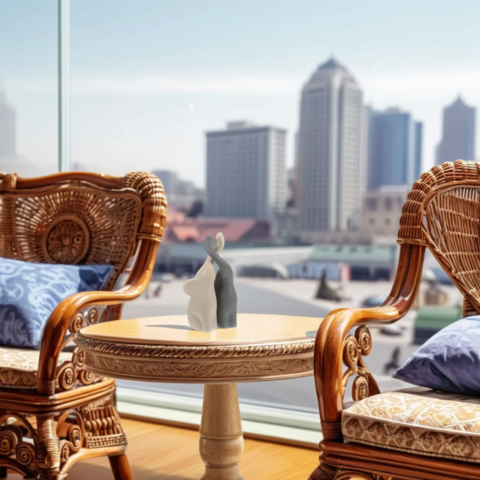 

1Pair Small Couple Elephant Ceramic Sculpture Nordic Modern Design Home Decor Symbol of Love for Desk Bedside Table Shelf