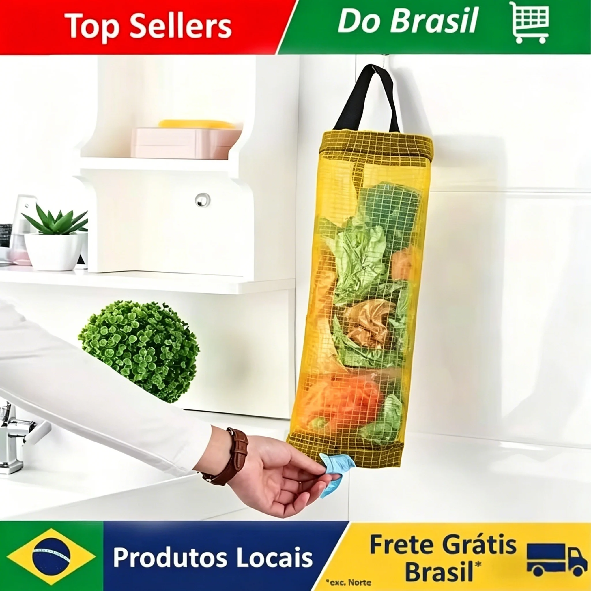 Organizador de Sacos de Lixo para Cozinha, Suporte para Sacos Plásticos, Organizador Suspenso para Coleta de Lixo 2026
