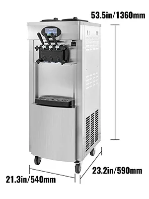 SIHAO Double YKF-8228H Commercial Soft Ice Cream Machine | 6L Hoppers 2200W 20-28L/H | High Output for Cafe/Dessert Shop