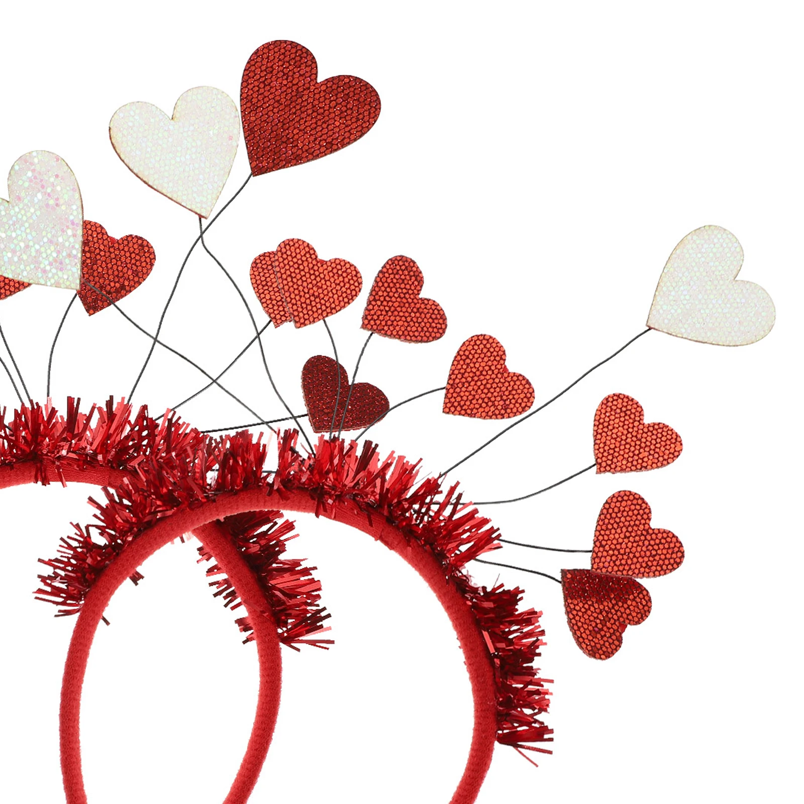 

2Pcs Lovely Heart Shaped Headband Valentine's Day Hair Wear Unique Party Decoration