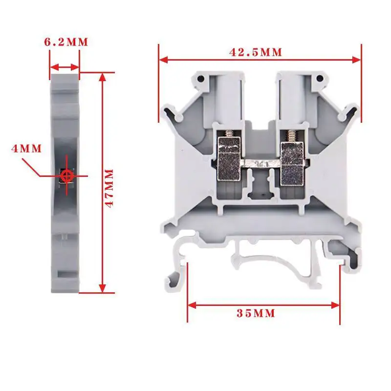 10 Stück UK2.5B Schienenmontierter Klemmenblock UK-5N 3N 6N 10N Spannungsstreifen Schnellverbindung 2,5 mm² – Detail 7
