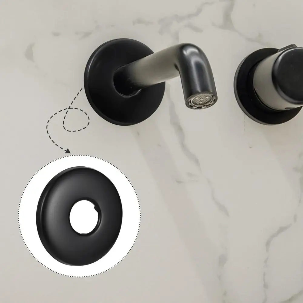 New Stainless Steel Shower Faucet Cover Black Chrome Finish Shower Arm Flange Trim Cover