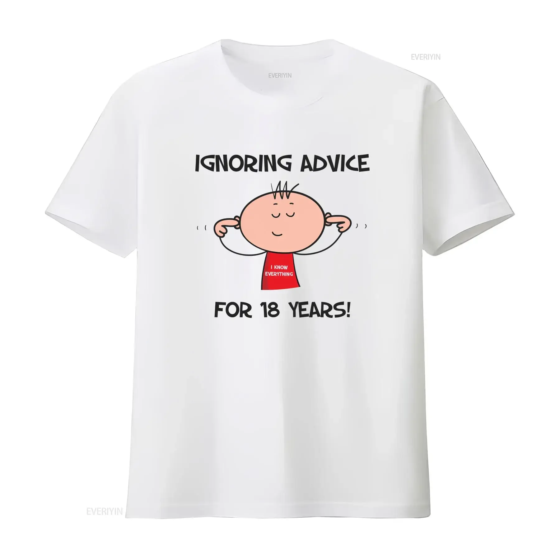 T-shirt homme vintage « Ignoring Advice » pour 18e anniversaire, délavé, doux, respirant, streetwear, mode, extensible, vêtements de créateur