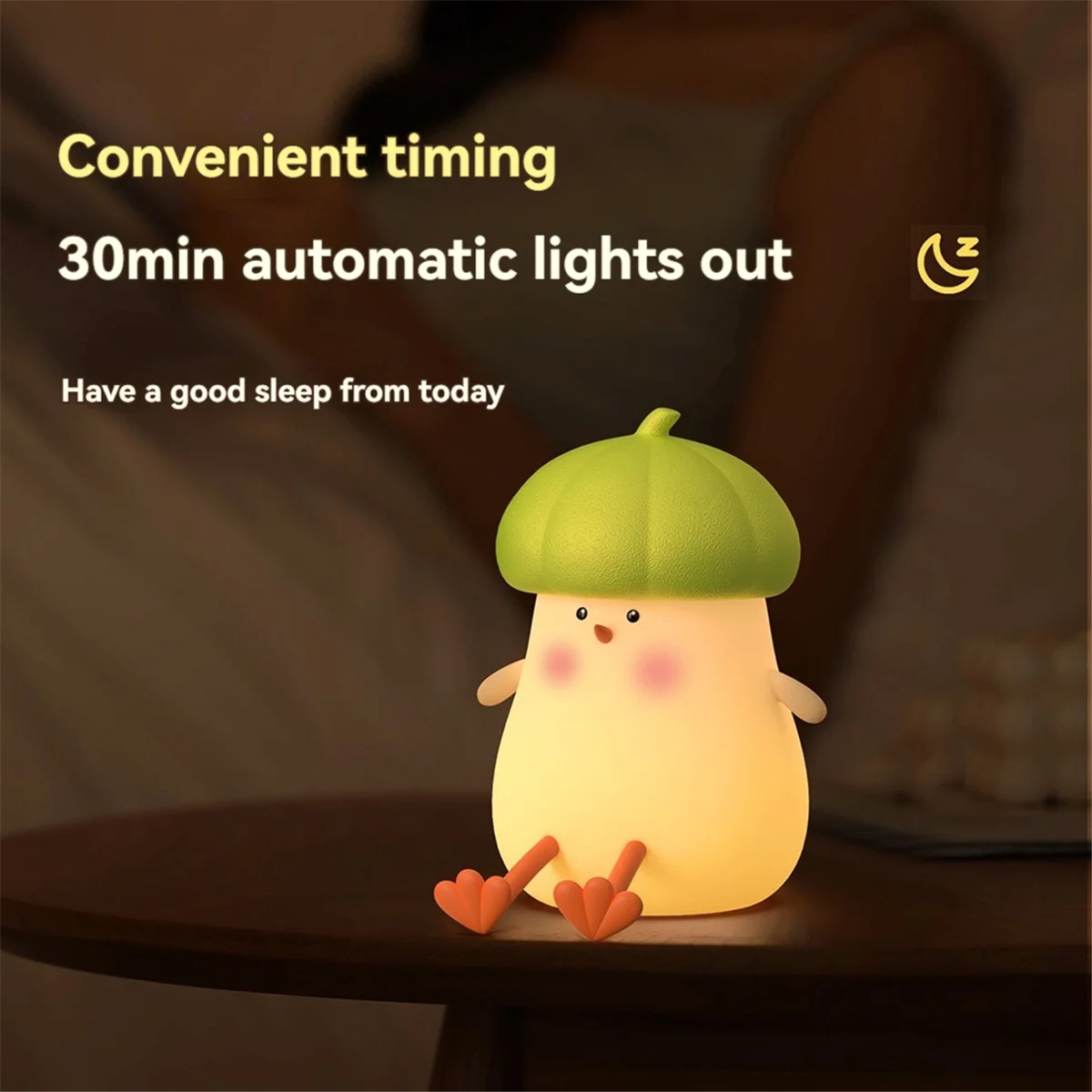 

A71P Kawaii'S Little Vegetable Chicken Маленький ночник Спальня Симпатичная атмосфера Светло-оранжевый