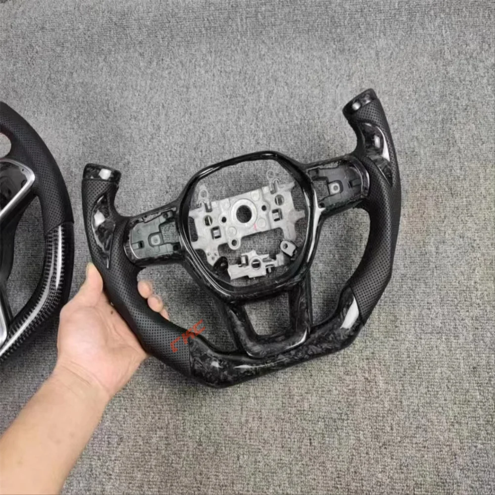 

Customized black Forged Carbon Fiber Perforated Leather steering wheel For HONDA civic 11th 2021 2022 2023 2024