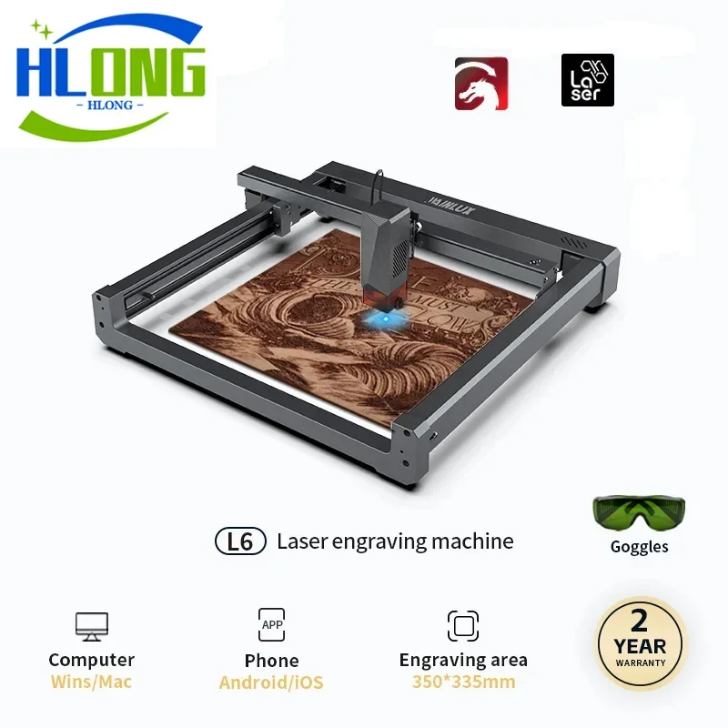 Hlongda L6 Laser Engraver 10W with Air Assist Kits High Accuracy CNC DIY Machine Phone APP Control Carpentry Laser Marker Tools