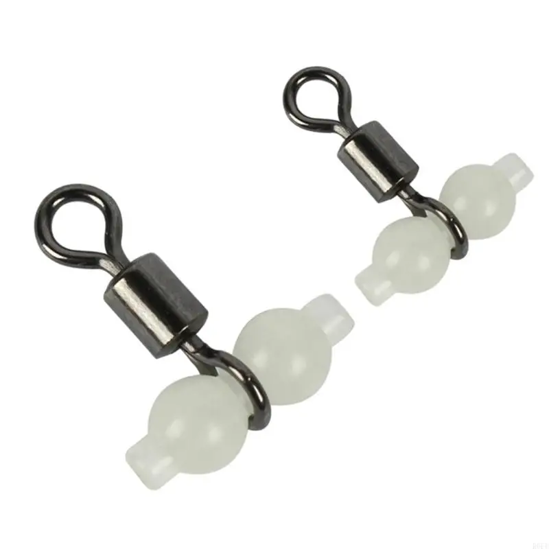 R6FE 10Pcs Luminous Fishing Rolling Swivels 3-Way Hook Connector Swivels Fishing Tangles Frees Tackle Freshwater Saltwater