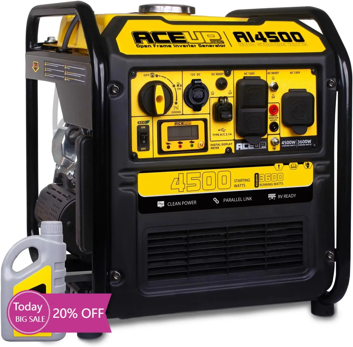 

Бестселлер, инверторный генератор мощностью 4500 Вт, 223CC, газовый генератор для домашнего использования, кемпинга, совместимость с EPA