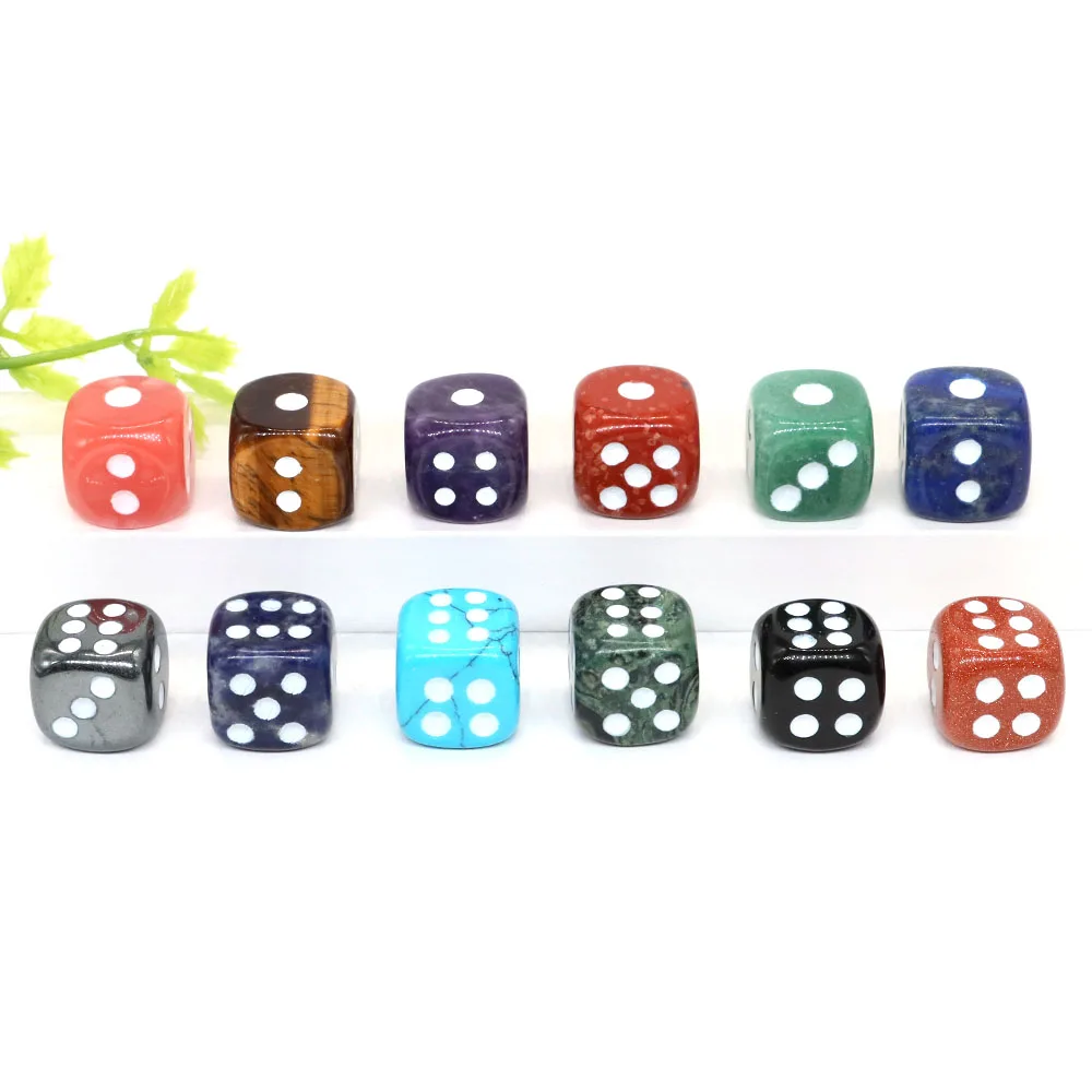 15mm Natural Crystal Stones D6 Dice Playing Table Board Family Game Tools Party Bar Entertainment Accessories Home Ornament