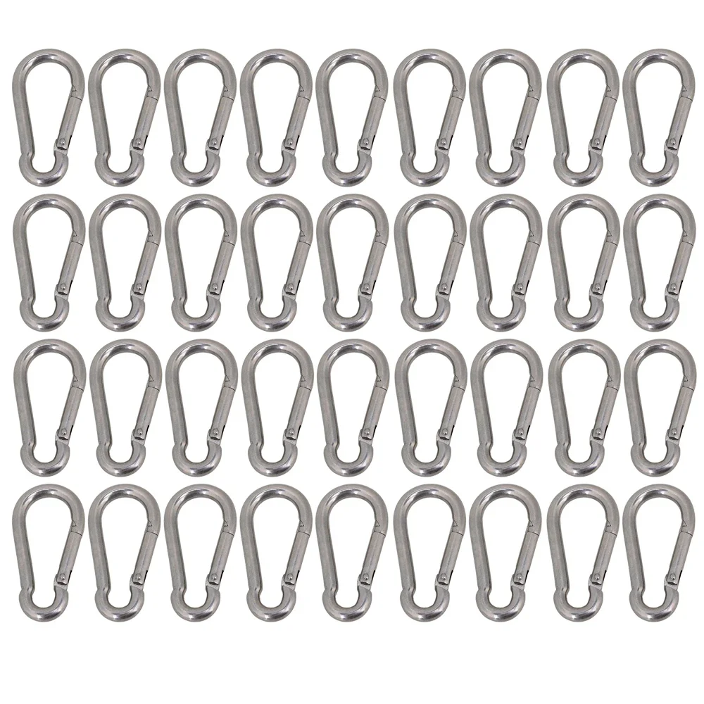 36pcs/lots 304 Stainless Steel 60mm Multifunctional  Spring Snap Carabiner Quick Link Lock Ring Hook M6