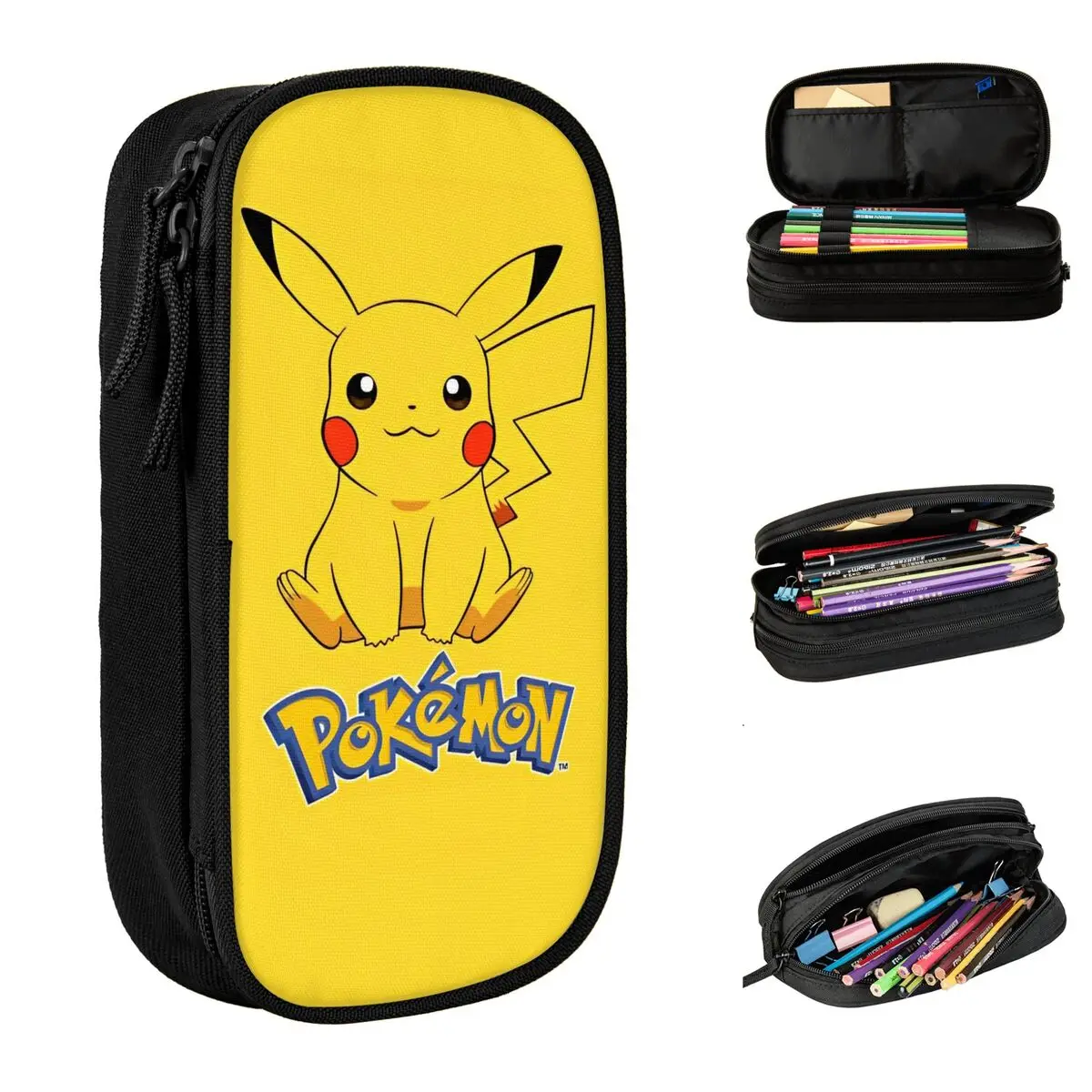 Pokemon Pikachu Anime Pencil Cases Cute Cartoon Game Pencil Box Pen Holder for Student Big Capacity Bag Students Gift Stationery