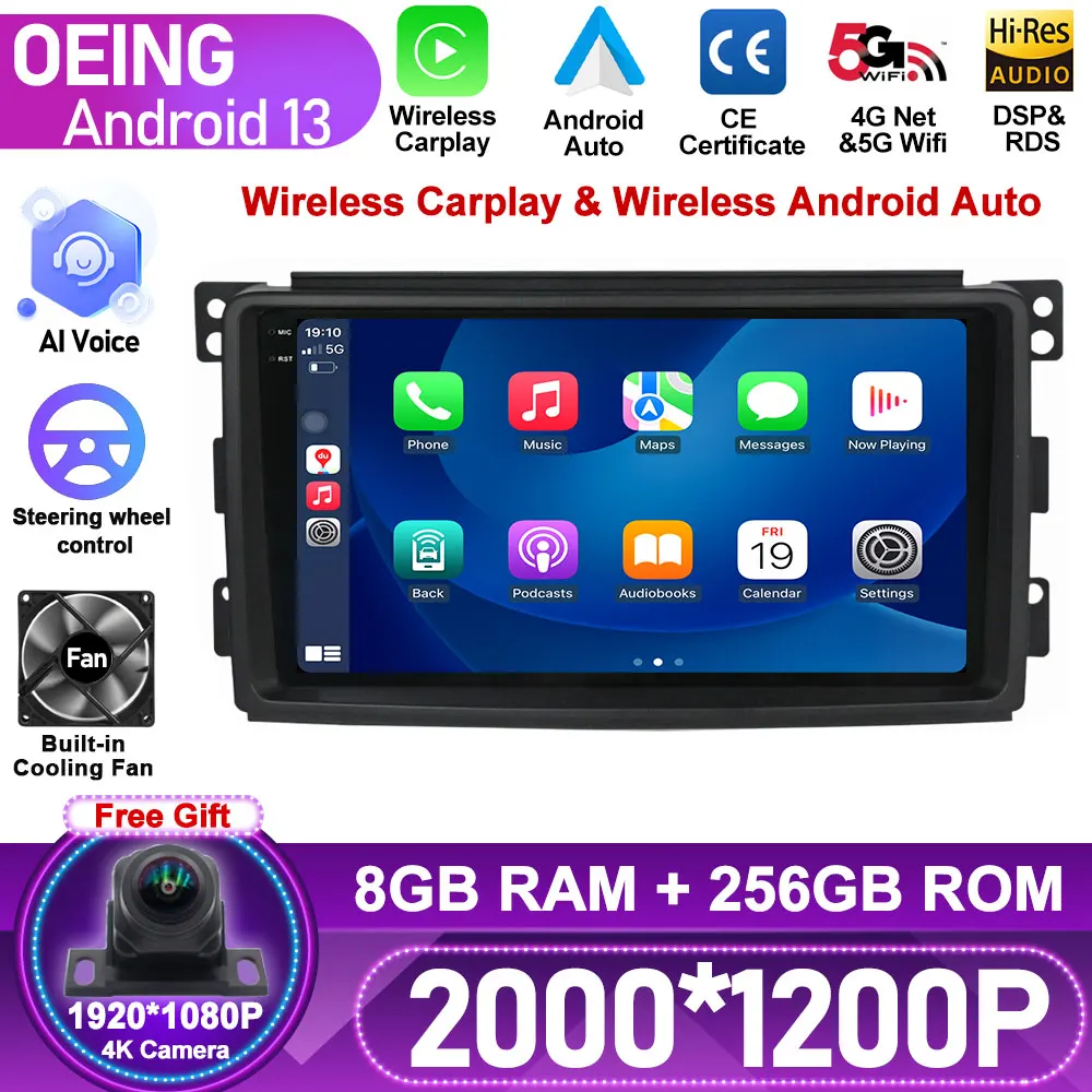 

8G 128G Android For Mercedes Benz Smart Fortwo 2006 - 2015 Car Radio Multimedia Video Player Navigation GPS TV NO 2 Din DVD 2DIN