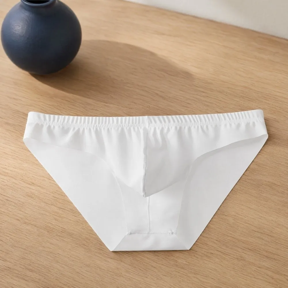 Soft Lingerie Men's Triangle Panties Ice Silk Breathable Ice Silk Briefs Large Size Mid Waist Underwear for Men Men