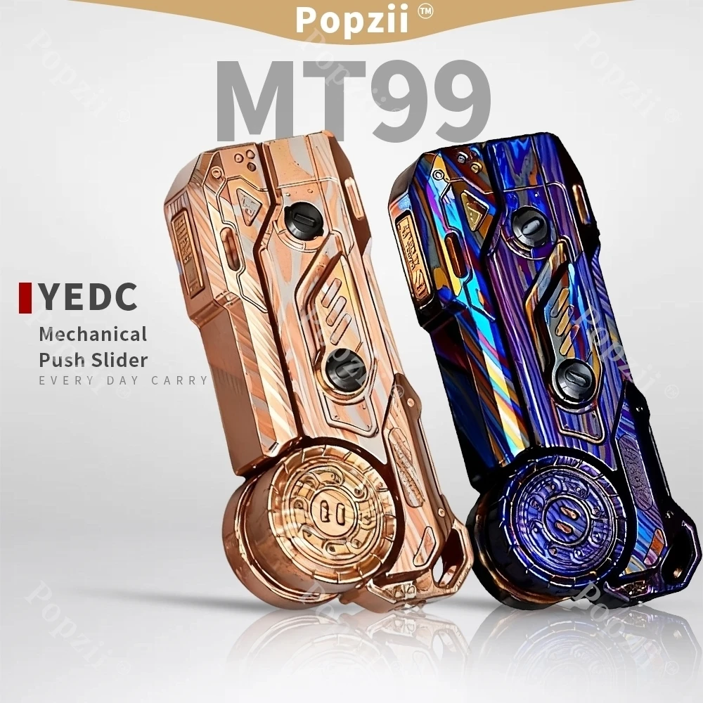 YEDC MT99 EDC Mechanical Push Slider Mokume Zircuti Adults Stress Relief Toy Table Ornament Cool Gadget Juguetes Antiestrés