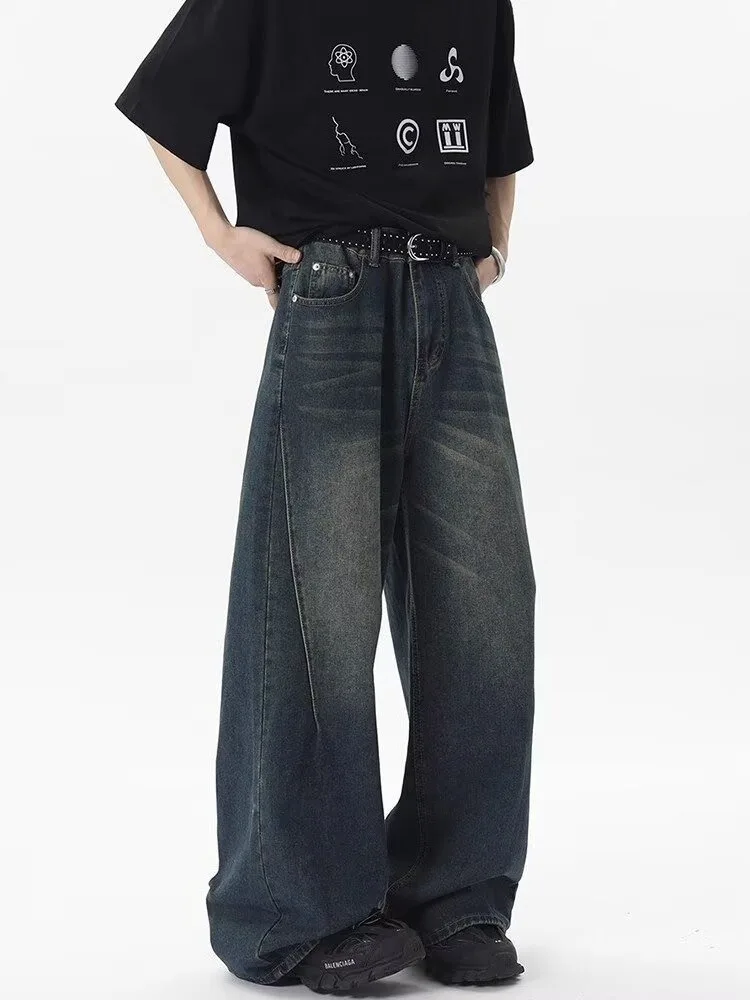 

Американские ретро-джинсы для мужчин: модные, свободные, широкие, в пол, в стиле High Street, повседневные