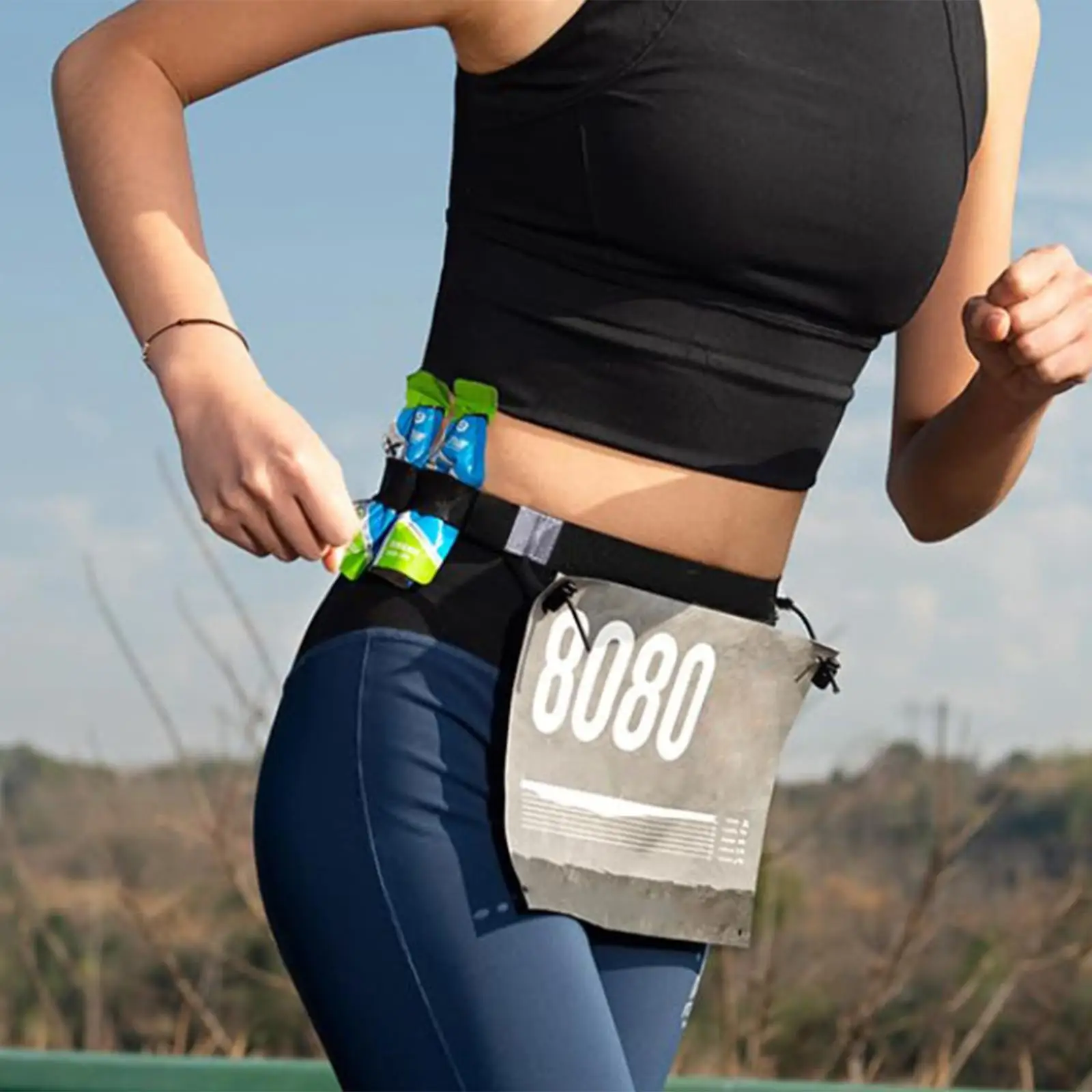 Triathlon Number Belt Reflective Adjustable Bib Holder Running Cycling Belt for Marathon Races and Training