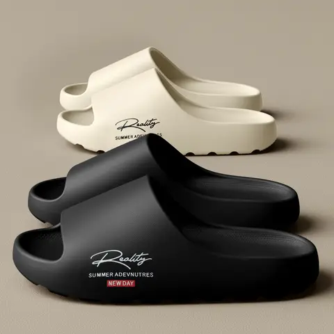 Pantoufles d'extérieur confortables et légères, pantoufles d'été antidérapantes pour la maison et la plage, même style pour hommes et femmes (sans boîte à chaussures)