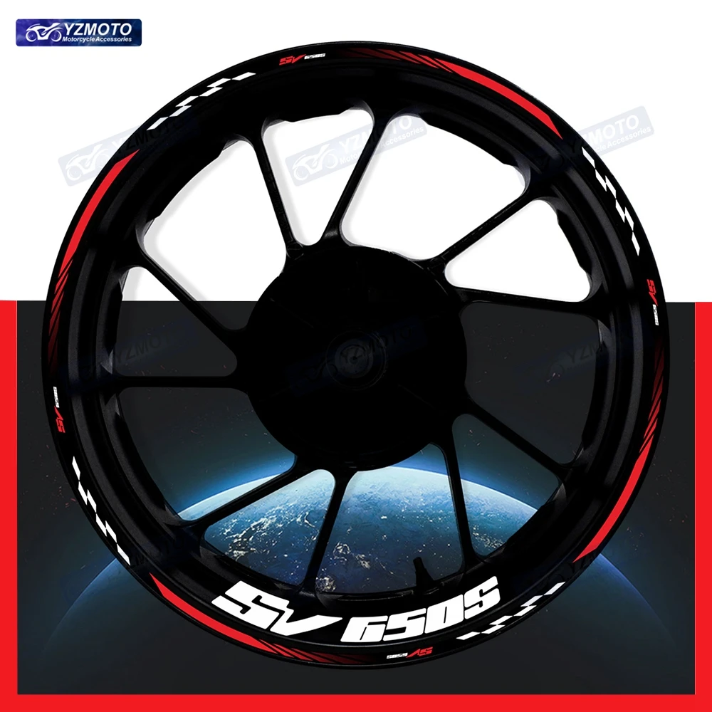 For SV650S SV650 S Motorcycle 17 Inch Front Rear Wheel Racing Sticker Decal Reflective Decorative Hub Stripe Rim Stickers