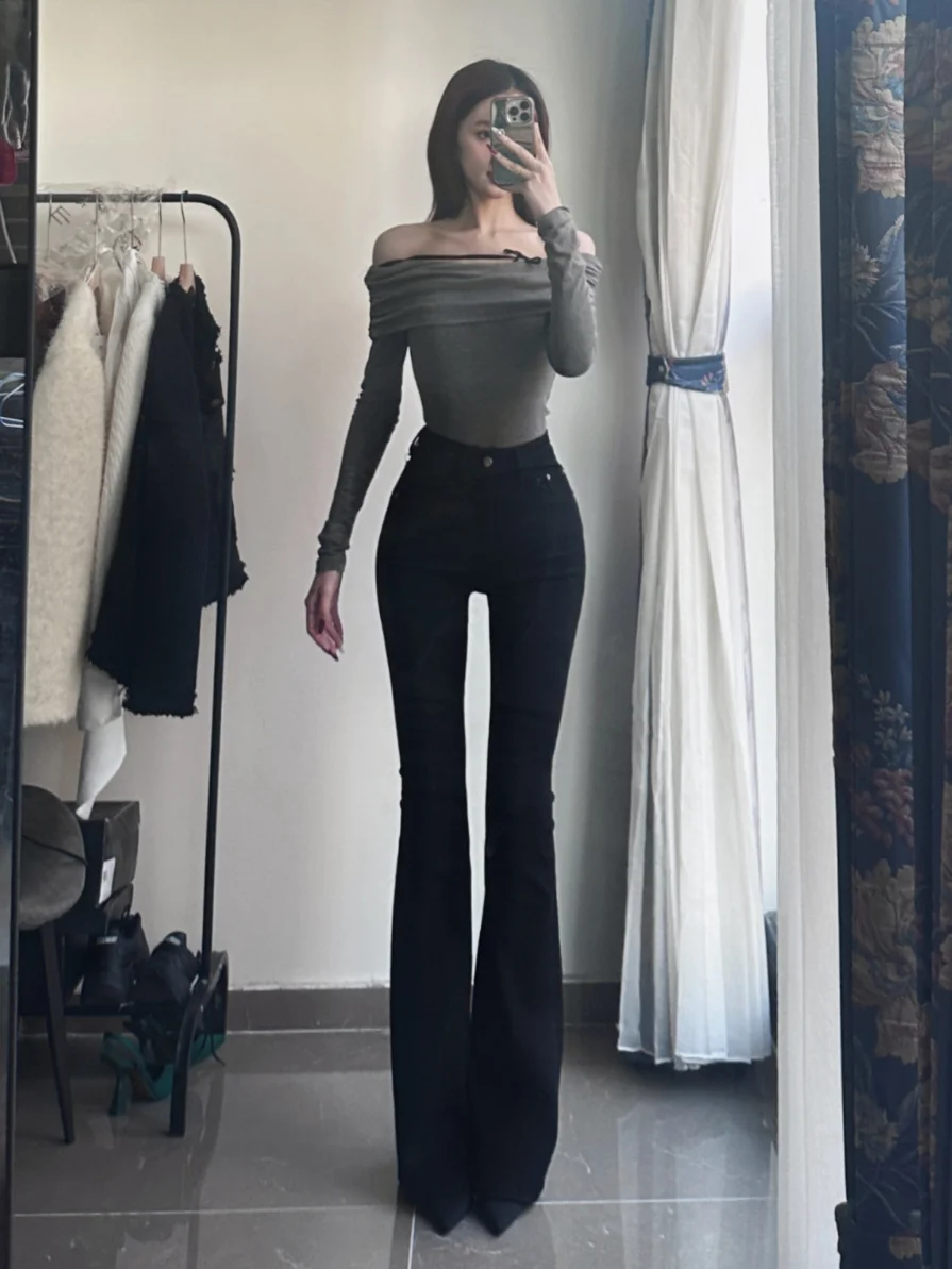 Hohe Taille, schlankmachende, lange Beinverlängerung, Bla-Jeanshose, 2024, neues Modell, Supermodel-Hose, Gesäßverhältnis, Jeans mit hoher Taille