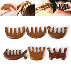 Wood Therapy Wood Texture Massage Comb Head Face Scalp Massager Natural Facial Sandalwood Wide Tooth Scraping Body Massage
