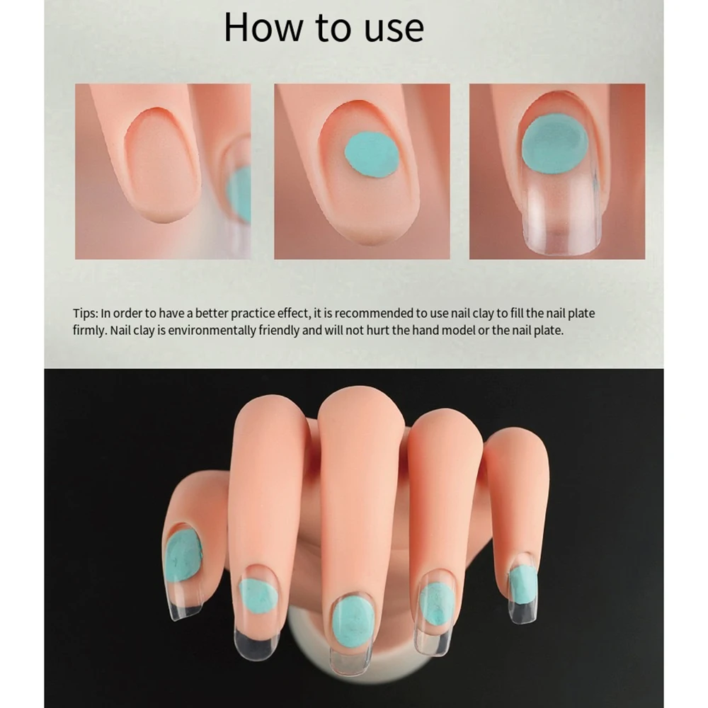Anfänger-Display: Weiche Silikon-Übungshand für Nagelmodellierung und Nagelkunst-Training – Detail 4
