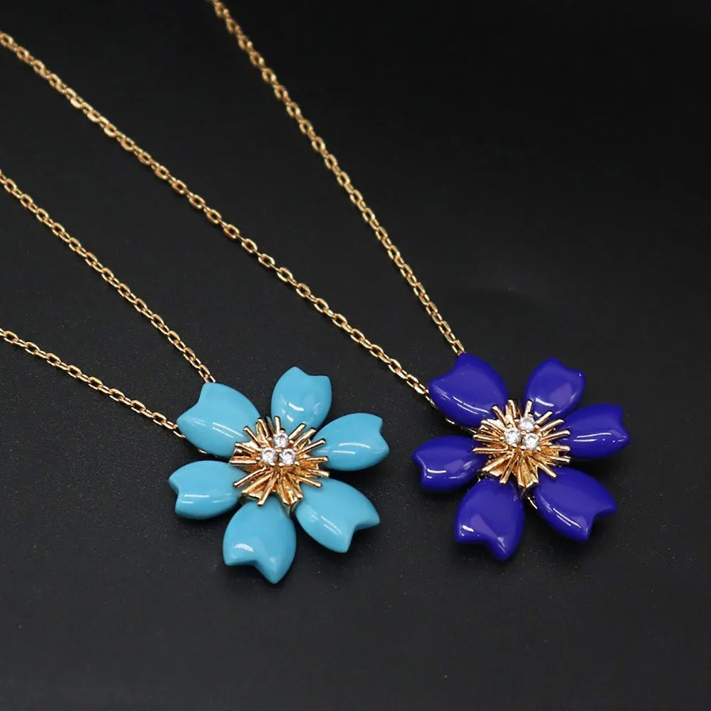 

2024 Trend Sunflower Necklace Copper Plated 18K Gold Light Luxury Jewellery Girl's Favourite Gift Party Banquet