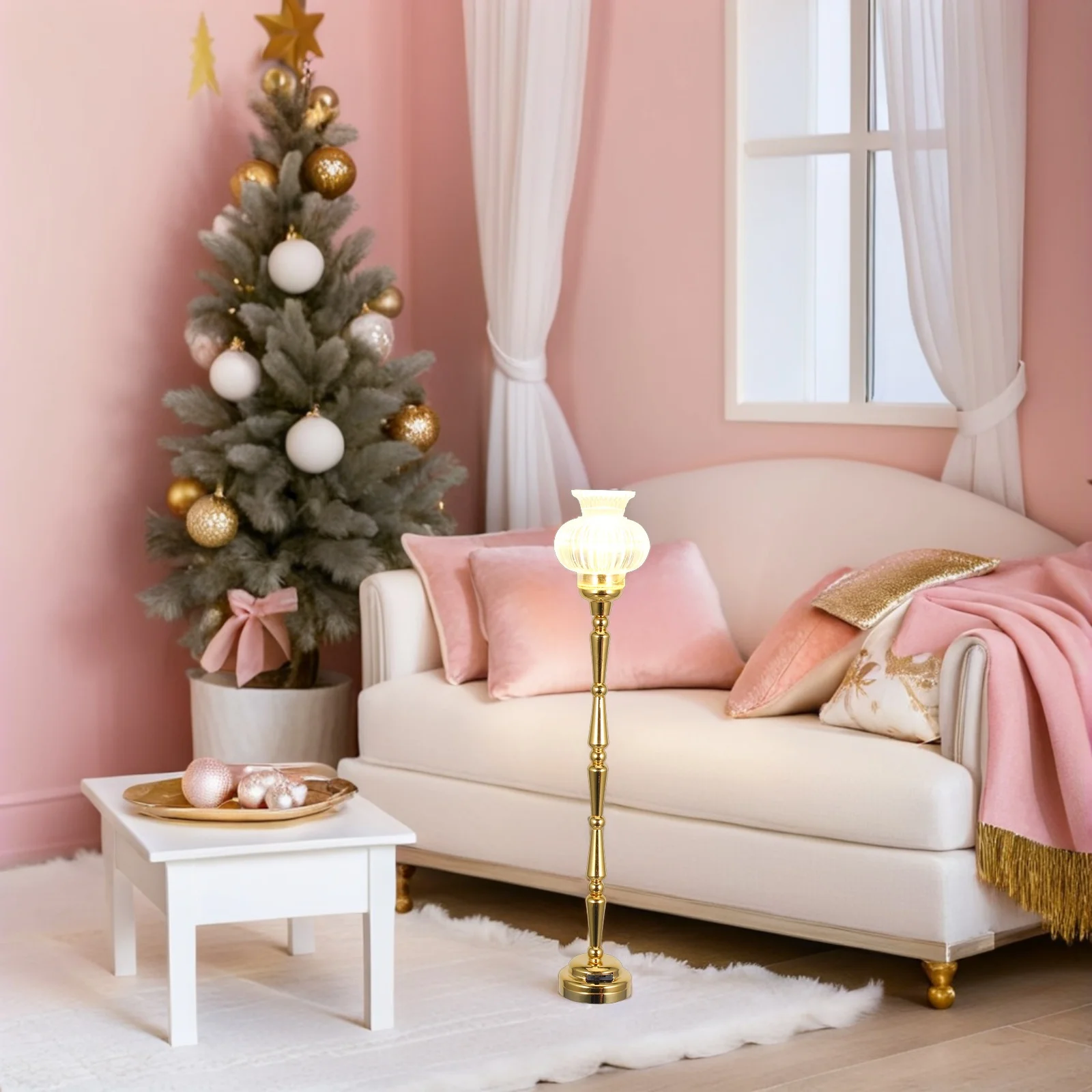 

Mini Flower Floor Lamp 1:12 Size Energy Efficient LED for Dollhouse Furniture Arrangement Versatile Placement Mini Decor Light