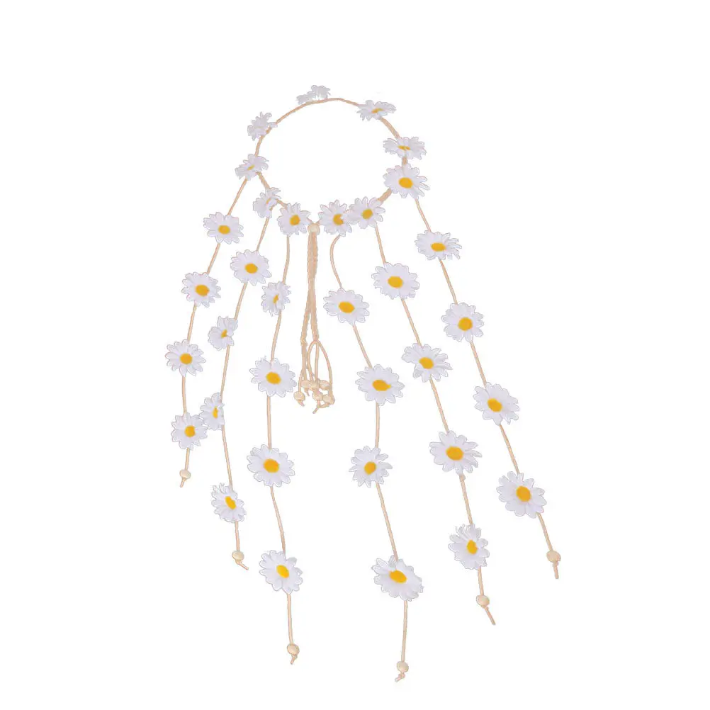 

Белая повязка на голову с подсолнухами, регулируемая, с цветочным узором, с множеством реалистичных цветов, из ткани, для свадьбы и вечеринок
