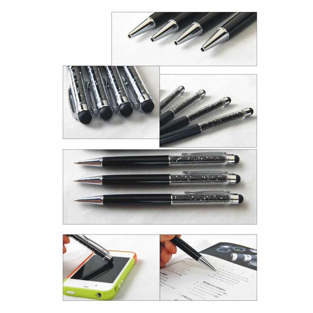 

2pcs Crystal Pens Retractable Stylus For Touch Screen Devices Ballpoint Pen Function Multifunctional Crystal Diamond Pens For