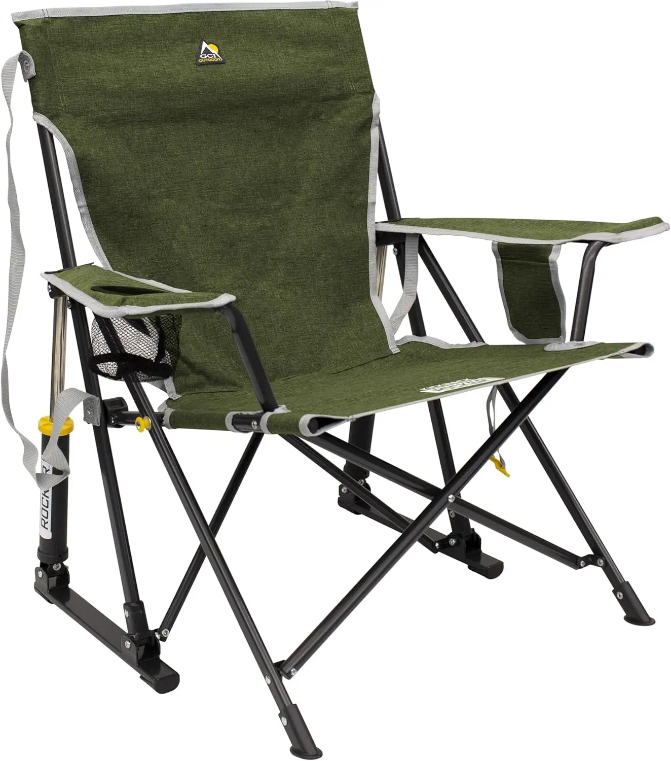

Portable Folding Rocking Camping Chair with Armrests, Drink Holder & Comfort Seat in Loden Green