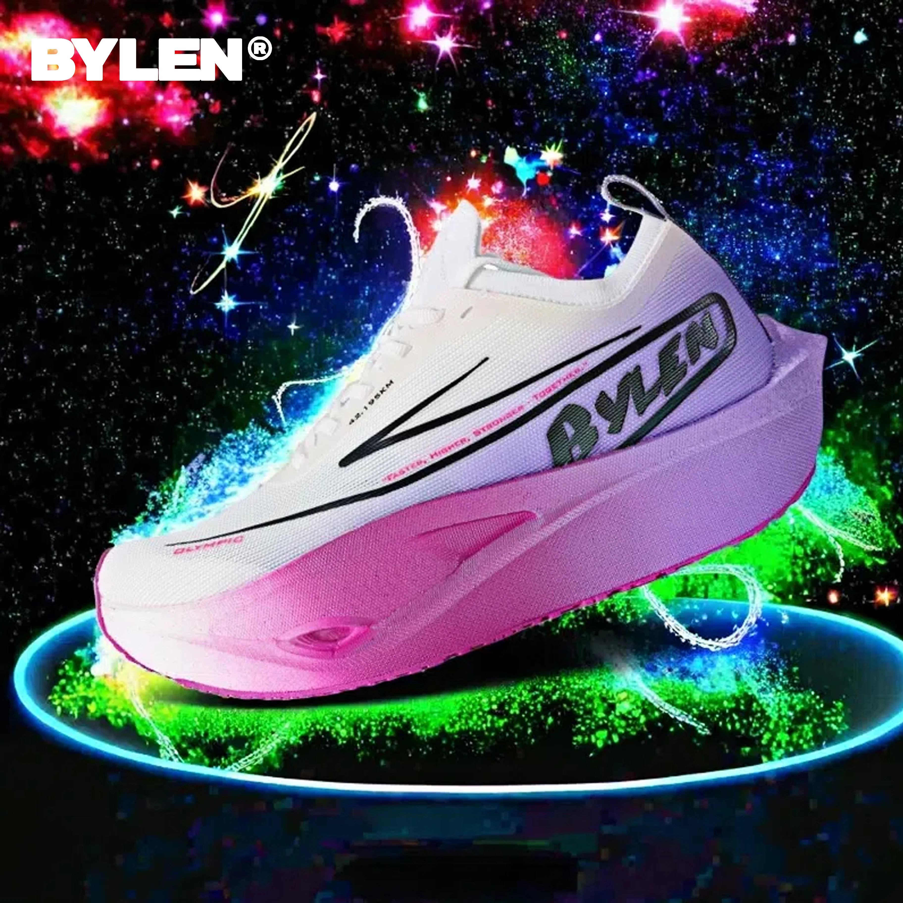 

BYLEN Professional Running shoes Men's Full Palm Carbon Plate Marathon PB Sport Shoe Lightweight ETPU Material Sneakers Unisex