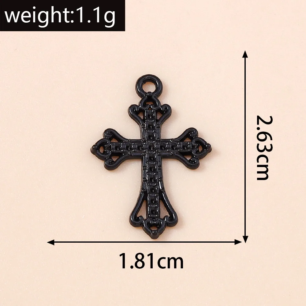 Leslie 10 Stück Steampunk-Kreuz-Charm für die Schmuckherstellung, schwarze Farbe, Kreuz-Anhänger, Halskette, Schlüsselanhänger, DIY-Hip-Hop-Schmuckzubehör – Detail 1