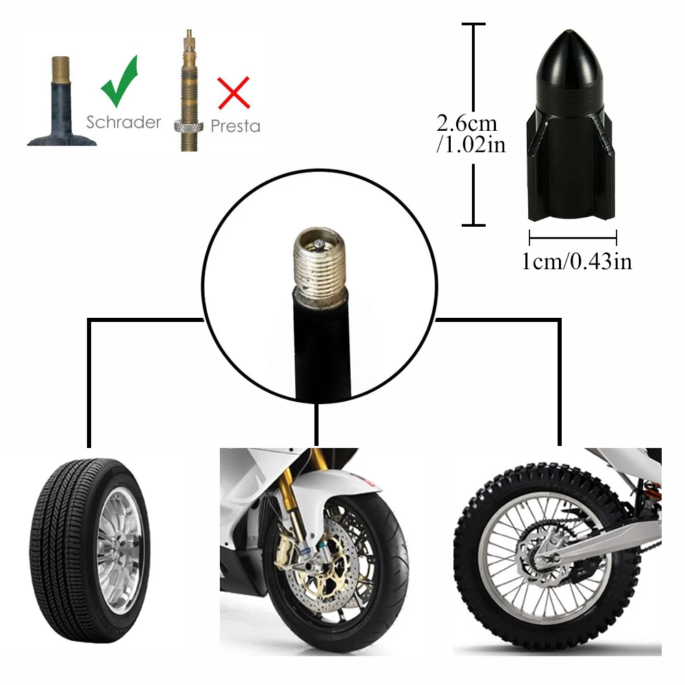 4 stücke Auto Reifen Ventil Kappe Granate Aluminium Reifen Ventil Stem Abdeckung Luft Staub Kappe Reifen Ventil Lkw Fahrrad Felge ventil Stem Kappe – Detail 7