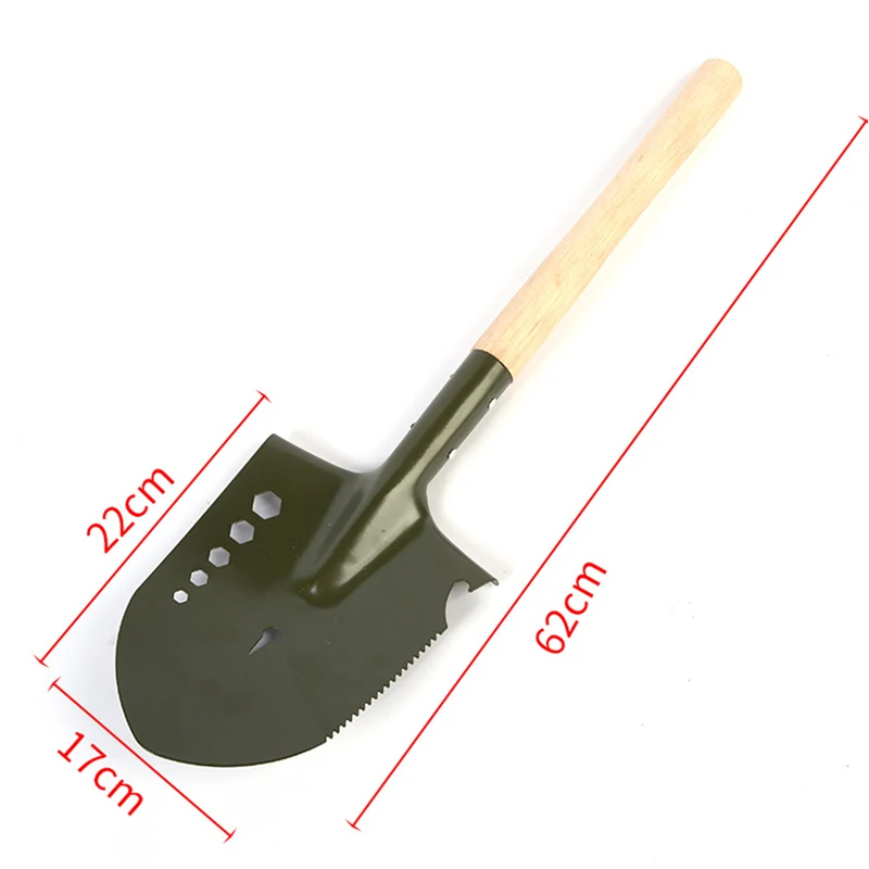 Military Portable Wooden Handle Engineer Shovel Camping Outdoor Multifunctional Iron Spatula Garden Tool