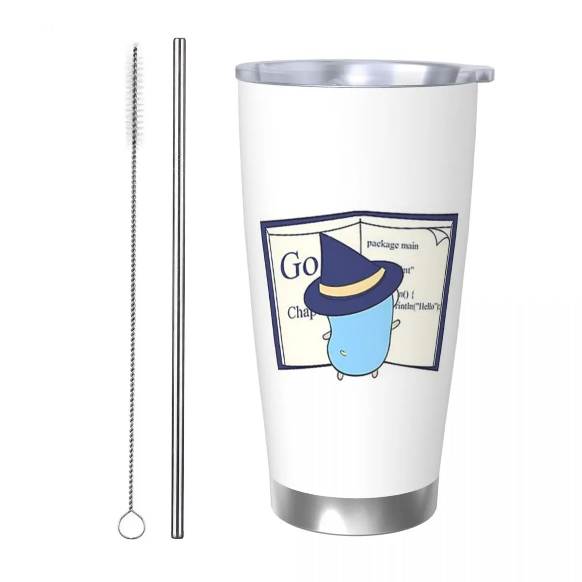 

The Go Gopher Golang Witch Learning Stainless Steel Tumbler Vacuum Insulated Mugs Thermal Cold Bottle Straws With Lid 20oz