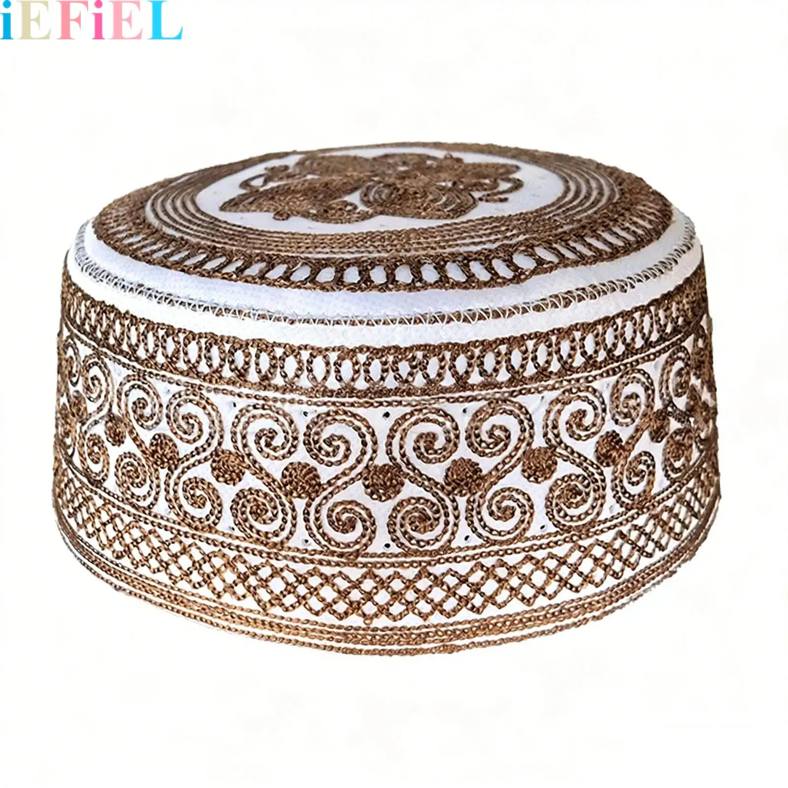 

1Pcs Men Muslim Prayer Hat Beanie Skull Cap Delicate Embroidery Flat Hat Prayer Headwear Cap Namaz Ceremonies Daily Wear