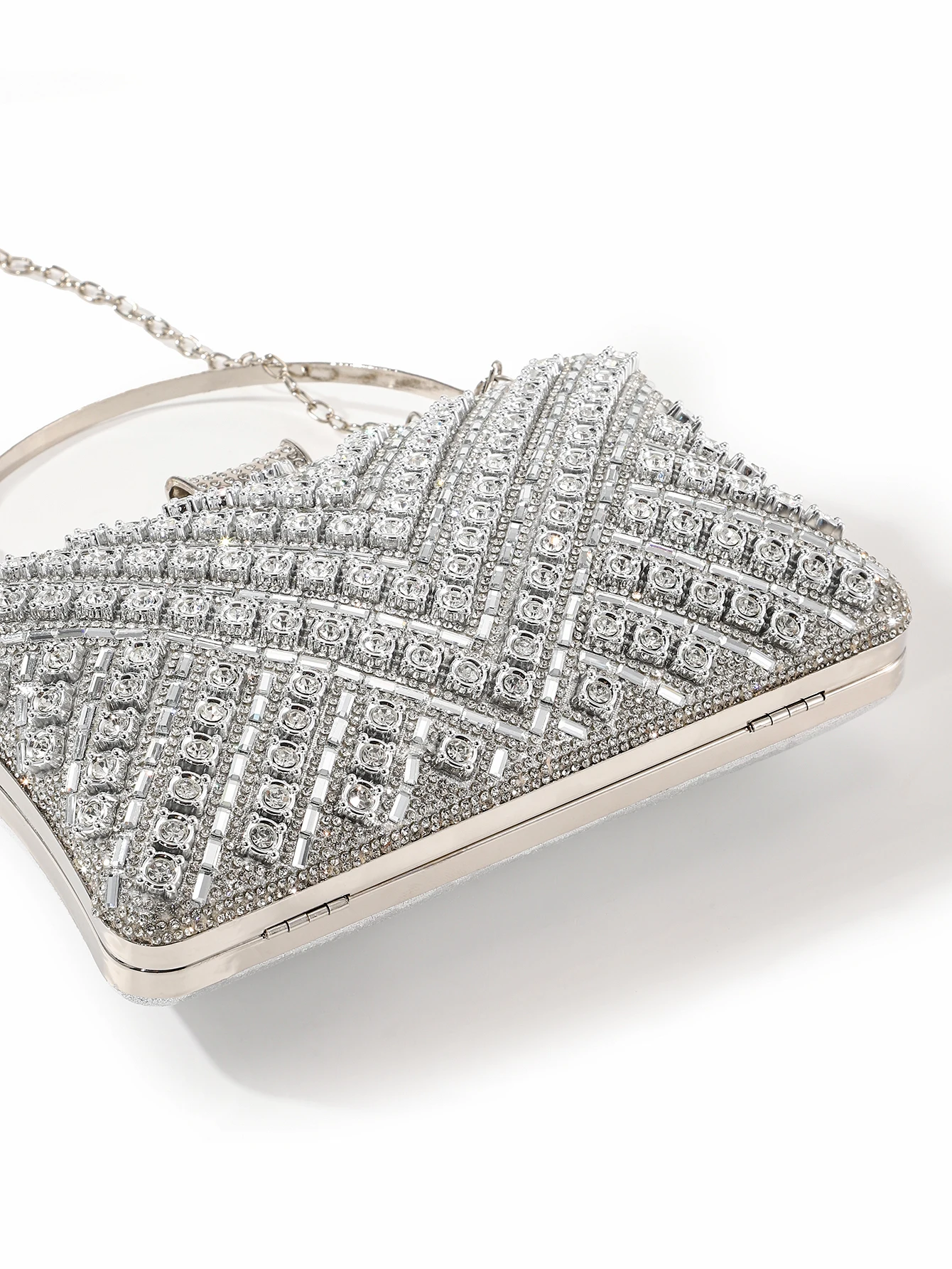 Gorgeous and shiny diamonds rhinestones diamonds handle clutch evening bags for party and wedding