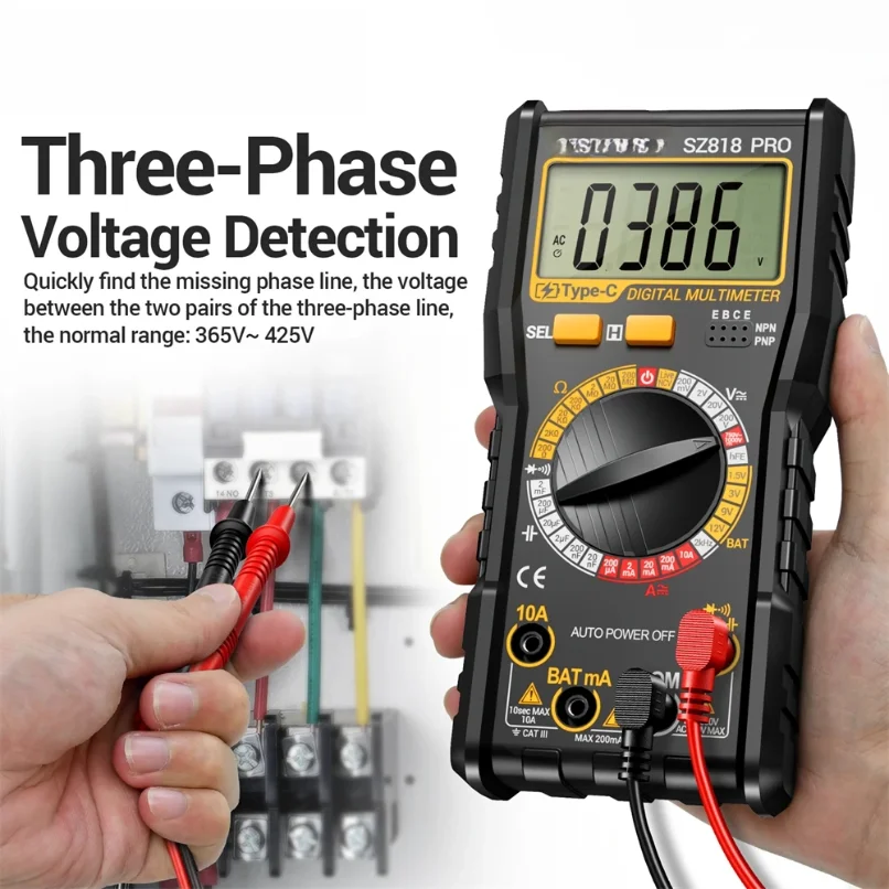 Digital Multimeter Intelligent Automotive Voltage Triode Tester SZ818+BT173 9V/12V Digital Display Battery Tester Detector Tools