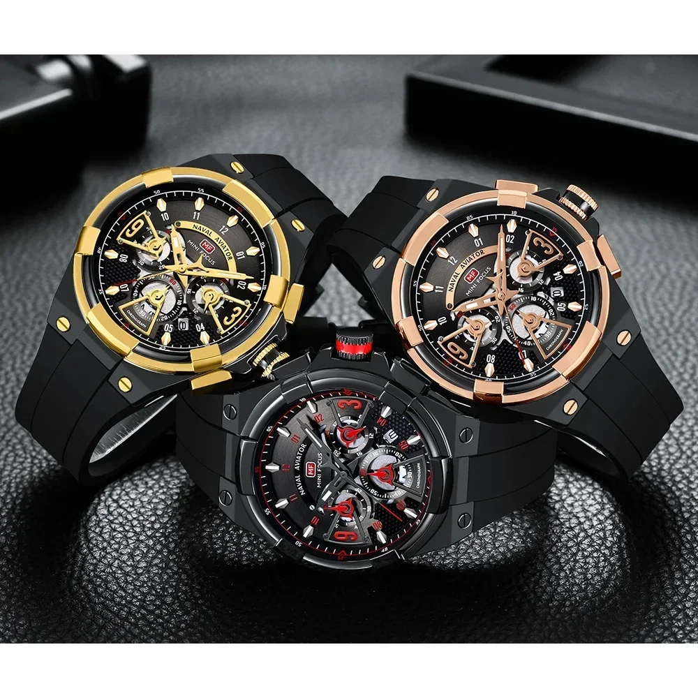 MINI FOCUS Multifunction Quartz Watches for Men Top Brand Luxury Silicone Sport WristWatch Man Clock Fashion Chronograph Watch