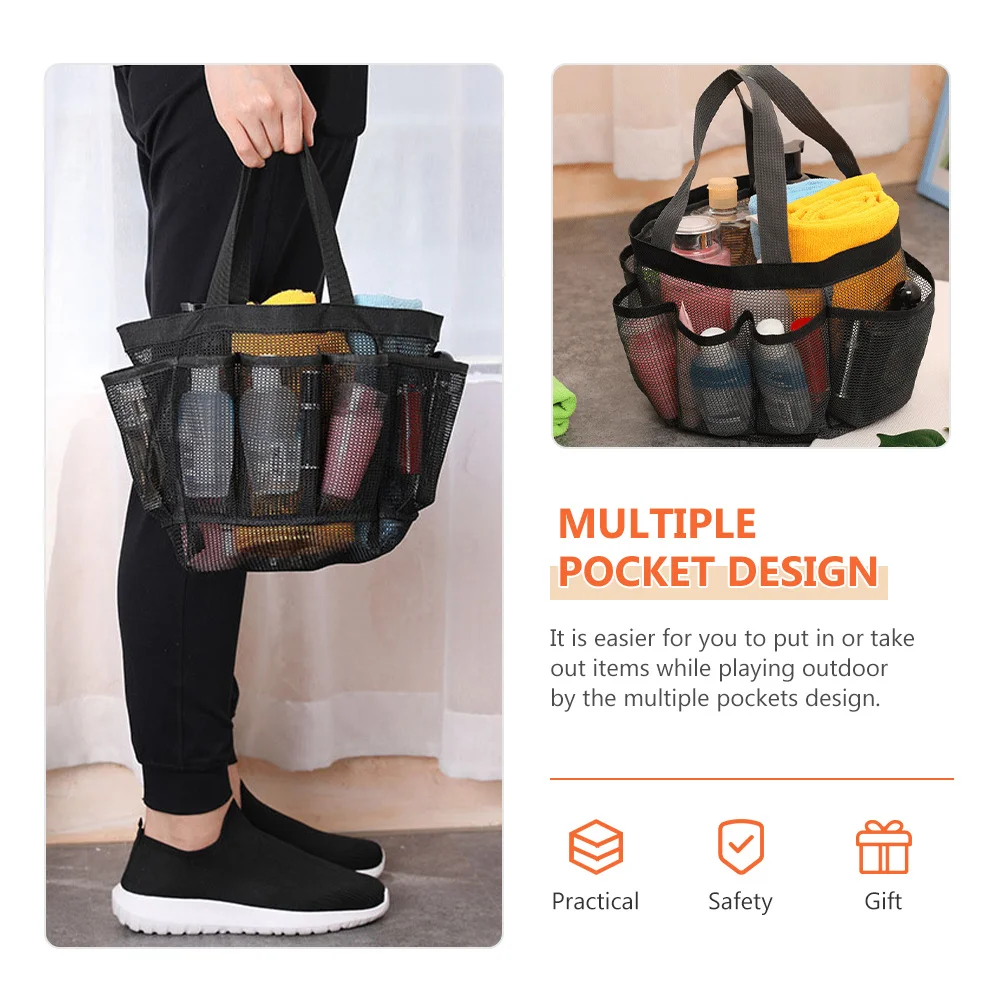 حقيبة الشاطئ الشبكية حقيبة سفر للنساء في الهواء الطلق بركة عطلة منظم محمول لمستحضرات التجميل المناشف زجاجات المياه